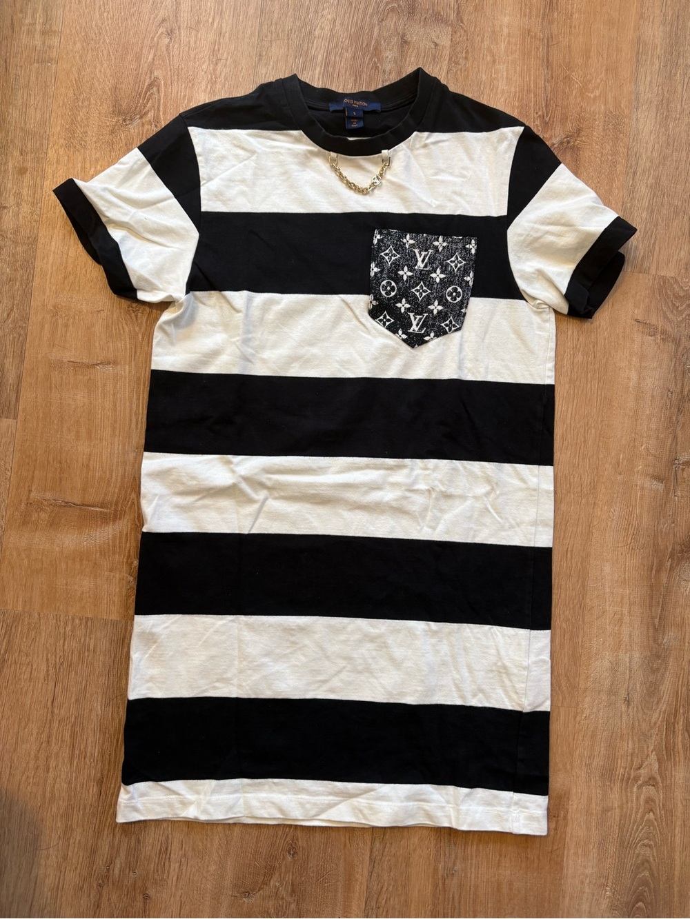 Louis Vuitton Black & White Striped Tshirt Dress